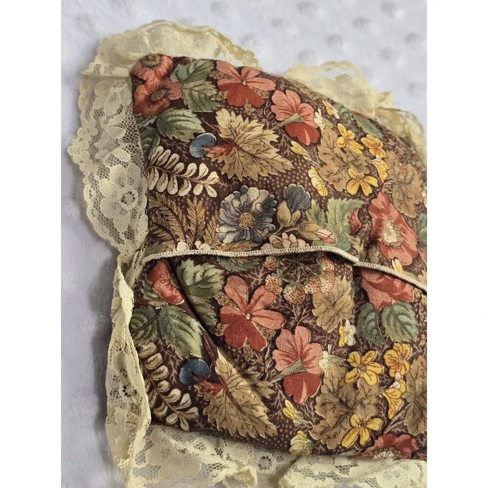 Vintage French Country Floral Lace Trim Pillow Cottage Tooth Fairy Handmade Open
